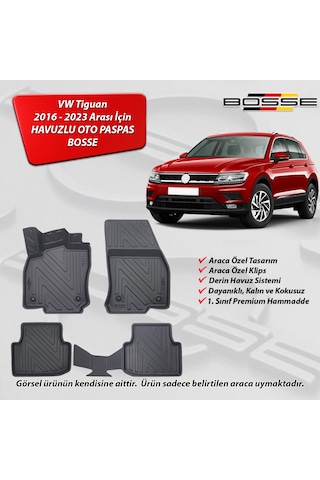 VW Tiguan Paspas Araca Özel 2016 - 2023 BOSSE 3D Havuzlu Oto Paspas