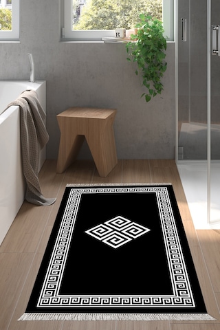 Eko Trend Djt Banyo Paspası Yıkanabilir Kaymaz Taban 656m Modern Siyah