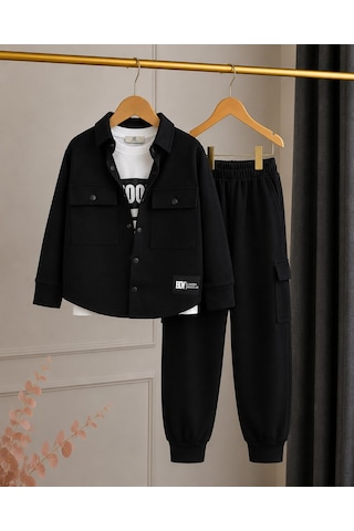 Kokoş Bebe Erkek Çocuk Good Boy Hırkalı 3'lü Takım - 4/12 Yaş - 31896 Siyah
