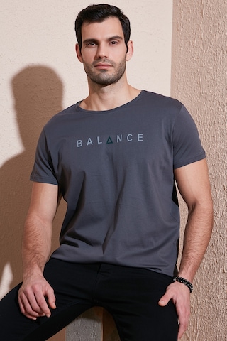 Buratti Pamuklu Slim Fit Bisiklet Yaka Erkek T Shirt 541Balance Füme