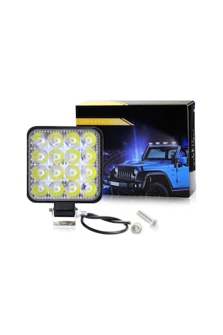 16 Led Kare Off Road Iş Makinası Çalışma Lambası Sis Farı
