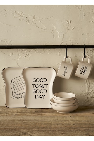 Bella Maison Toast 8 Parça Kahvaltı 2 Kişilik Takımı Siyah