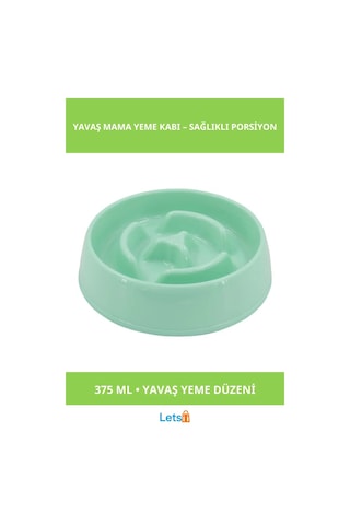Mikopet Yavaş Mama Yeme Kabı 375 Ml. Plastik Mor, Mavi, Yeşil, Pembe Çok Renkli