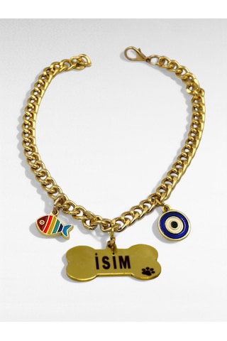 Caramelos Paslanmaz Çelik Köpek Kolyesi- İsimli Köpek Tasması - Köpek Zinciri- Köpek Kolyesi-küçük Ve Orta Irk Altın