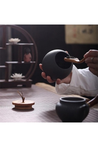 Pazly Seramik Çay Kutusu Kurutulmuş Meyve Depolama Tankı Kaba Çömlek Teneke Mühürlü Şişe Baharat Kavanoz Çay Caddy Hediyelik Diğer