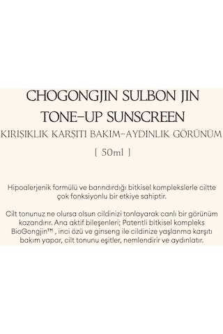 Missha Leke Karşıtı, Nemlendirici, Tonlayıcı Güneş Kremi Chogongjın Sulbon Jin Tone-up Cream