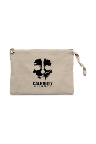 Call Of Duty Black Ghosts Krem Clutch Astarlı Cüzdan / El Çantası Krem