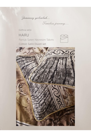 Clup Cotton Çift Kişilik Pamuk Saten Nevresim Takımı Haru Bej
