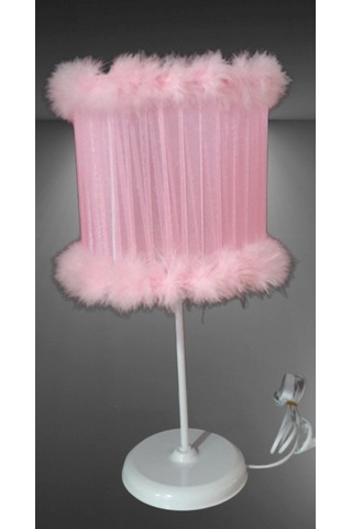 Pembe Tüylü Yatak Odası Kız Odası Abajuru