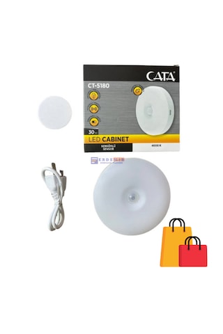 Cata Ct-5180 Sensörlü Mıknatıslı 3 Adet Led Yeni Tasarım Armatür Beyaz