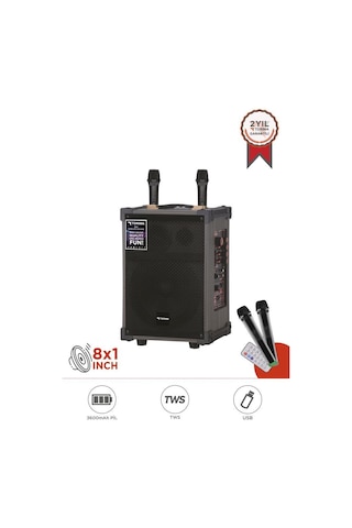 Torima D71 Profesyonel Çift Mikrofonlu Bt Kablosuz Hoparlör Bass Ses Kutusu Speaker