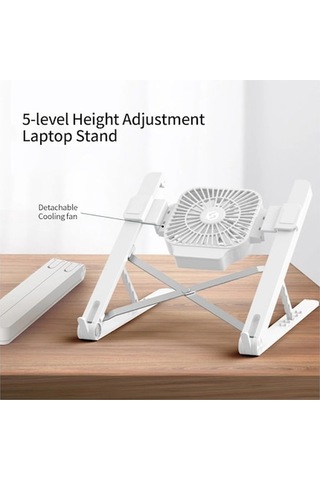 Ebitda Cbtx Katlanabilir Laptop Standı - Soğutma Fanlı - 5 Seviyeli Ayarlanabilir