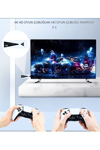 Qasul U10 Android Game TV Stick  + 64 GB Hazıfa Kartı + 2 Kablosuz Oyun Kolu