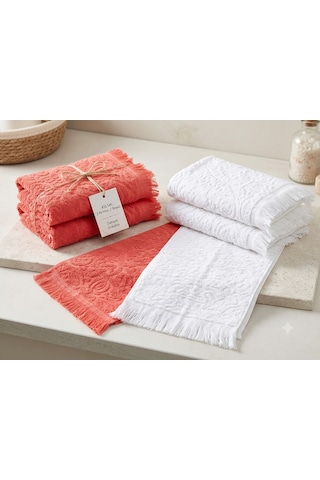 Pamuklu Mutfak Havlusu 4'lü Set 30x50 Cm El Ve Kurulama Havlusu Yumuşak Emici Çok Amaçlı Kırmızı