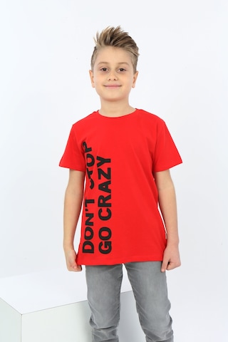 Toontoy Kids Toontoy Erkek Çocuk Dont Stop Go Crazy Baskılı Tişört Kırmızı