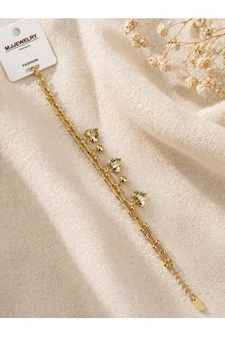 Gm Jewelry Kalp Charm Bileklik Gold Zincir Şık Kadın Model Altın