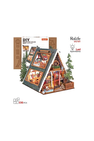 Rolife Dg181 Üçgen Tiny House A-frame Cabin Dıy Minyatür Maket Model Seti Mini Dollhouse 3d Model Kit Detaylı Dekoratif Hobi Seti 3d Puzzle