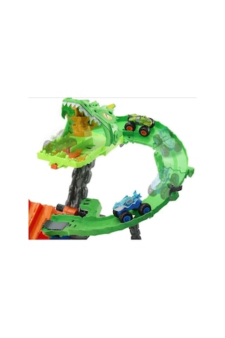 Hot Wheels Monster Trucks Sharks Vs Dinos Dragon Demolition Track Set Jfr06
