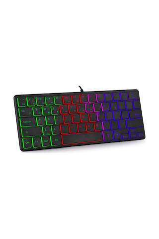 Geeksen Taşınabilir 64 Tuşlu Işıklı Film Klavye - İnce, Hafif Ve Kablolu 112 Karakter