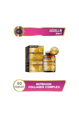 Collagen Complex Tablet 5 Tip Kolajen Tip I, Iı, Iıı, V, X + Hyalüronik Asit, Elastin, C Vitamini Cilt, Saç Ve Tırnak Desteği Şeker Ve Gluten İçermez 90 Tablet 2 Paketi