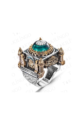 Takılingo İslam Usta Yeni Çağ Model 925 Ayar Gümüş Cami Motifli Minareli Erkek Yüzük Gümüş