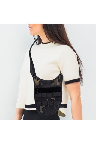 Pazly Erkek Omuz Çantası Satchel Crossbody Siyah Kamuflaj Desenli Siyah