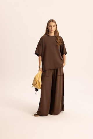 Mai Studios Co. Flex Kahve Oversize T-shirt Eşofman Takım Kahve