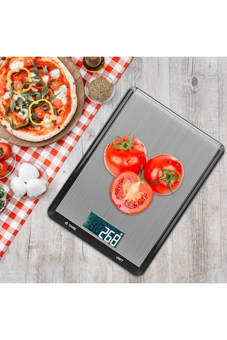 Youmex Pratik Mutfak Dijital Terazi, 10kg/1g Hassas Ölçüm, Paslanmaz Çelik Yüzey, Çoklu Birim Dönüşümü G/oz/ml/kg Siyah