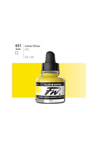 Daler Rowney Fw Ink Akrilik Mürekkep 29.5 Ml Lemon Yellow 651 Diğer