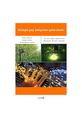 Güneş Enerjili 20 Metre 200 Led Su Geçirmez Dış Mekan Aydınlatma Şeridi