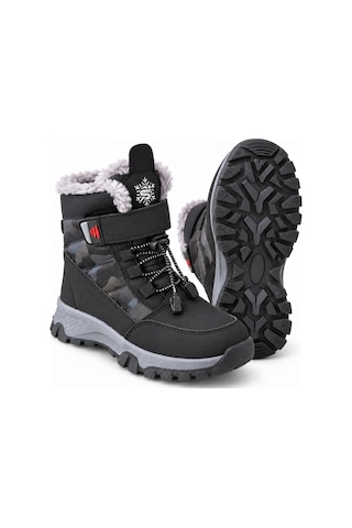 Muggo Peak İçi Kürklü Cırtlı Ve Bağcıklı Unisex Çocuk Kar Botu Siyah