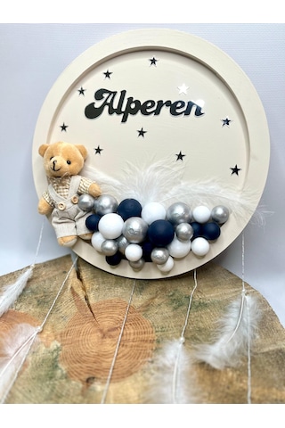 Bebek Kapı Süsü-erkek Bebek-balonlu Kapı Süsü- Bej