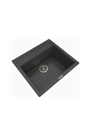 Polex Cristalüx Granit Evye P-08 Antrasit Tezgah Altı Ve Tezgah Üstü Kare Mutfak Evyesi 55.5x50 CM