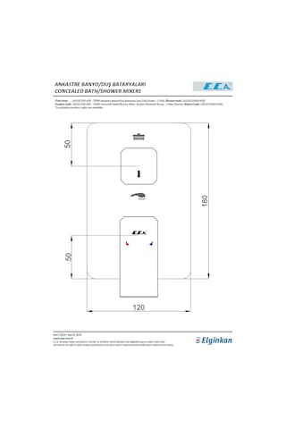 Eca Tiera 102167235-KDE Sıva Üstü Grubu 2 Yollu Ankastre Banyo Bataryası Krom