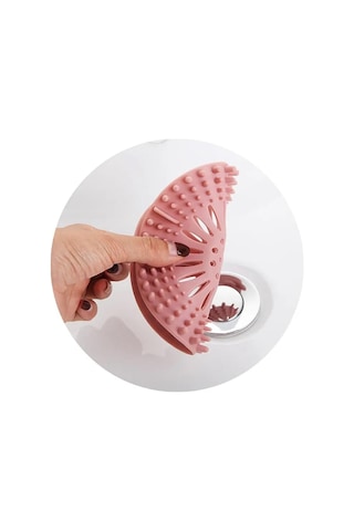 Mainshop Süzgeçli Silikon Lavabo Ve Küvet Tıkacı Yuvarlak Süzgeç Banyo Tıpa Pembe Renk 1 Adet M-140 Pembe