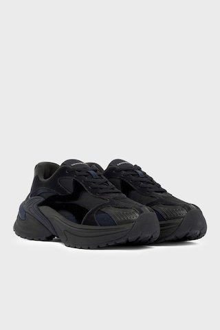 Emporio Armani Süet Detaylı Sneaker Ayakkabı Erkek Ayakkabı Em004828 Af23184 Mz312 Siyah-lacivert