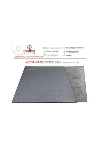 Motive Rubber Soğuk Pres Majör Space Grey 100x100 cm Kauçuk Zemin