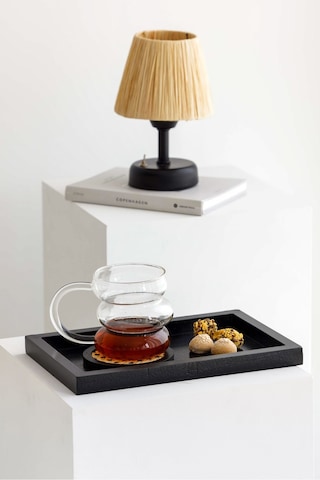 Siyah Mini Dikdörtgen Model Dekorasyon Düzenleyici Ahşap Tepsi 29x19cm