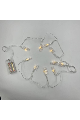 2 M Pilli 10 Işık Mandal Modeli Yılbaşı Led Işık Süsü Dekoratif Gün Işığı Aydınlatma Çok Renkli