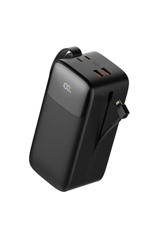 Sword SW-50PO3 50000 Mah Pd 22.5 W Hızlı Şarj Kendinden Kablolu Type-c & Lightning Powerbank Siyah