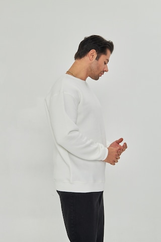Pxm Dtf Digital Baskılı 3 Iplik Şardonlu Oversize Düz Desen Sweatshirt Beyaz Kırık Beyaz Kırık Beyaz