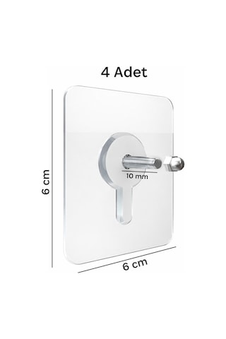 2'li Şeffaf Yapışkanlı Vidalı Çok Amaçlı Duvar Askısı Düzenleyici Askılık 6x6 cm