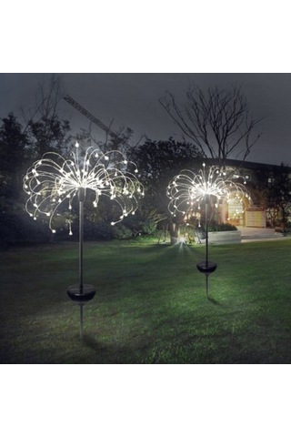 Ebitda Güneş Enerjili Led Park Işıkları - Yuvarlak 2 Modlu Beyaz Işık - Dış Mekan Manzara Noktaları Işıkları