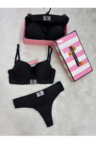 Victoria's Secret Victoria"s Secret Push Up Set Alt Üst Dolgulu Sütyen Ve Külot Takım 2"li Set Siyah
