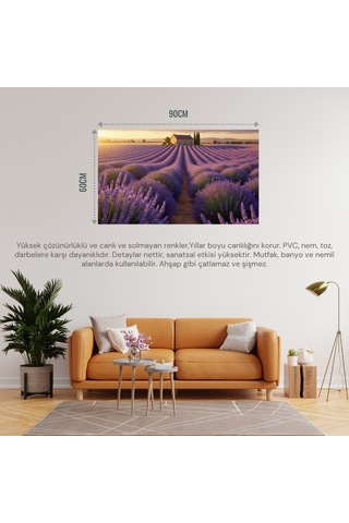 Doğa Ve Manzara Yatay Ufka Doğru Uzanan Lavanta Tarlaları 04 Çerçevesiz 90x60cm Pvc Tablo