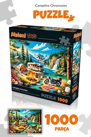 1000 Parça Campfire Chronicles Puzzle - Kamp Ateşi Orman Doğa Manzaralı Yapboz 68x48 Cm