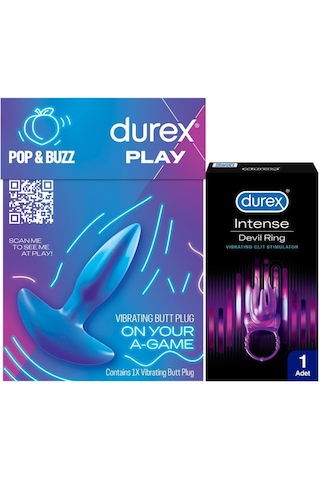Durex Titreşimli Anal Plug Tıkaç + Durex Intense Devil Ring Titreşimli Halka