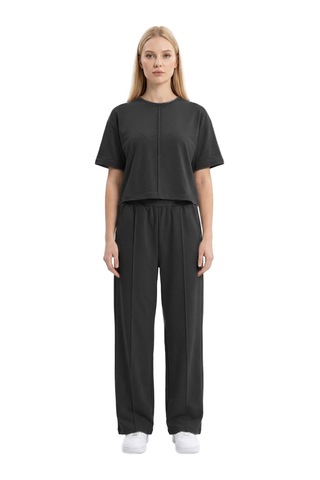 Cottonhıll Premium - Sway Collection Siyah Modal Nervür Dikiş Detay Kadın Eşofman Takımı