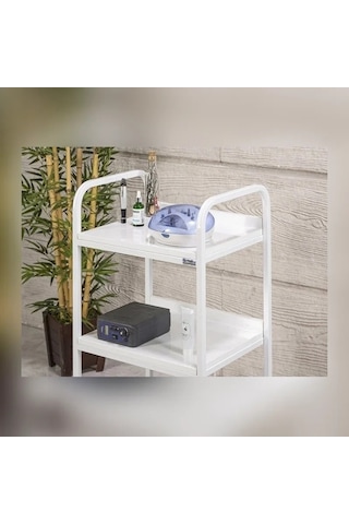 Dizayn Cihaz Taşıma Ve Setup Sehpası 3 Raflı Beyaz
