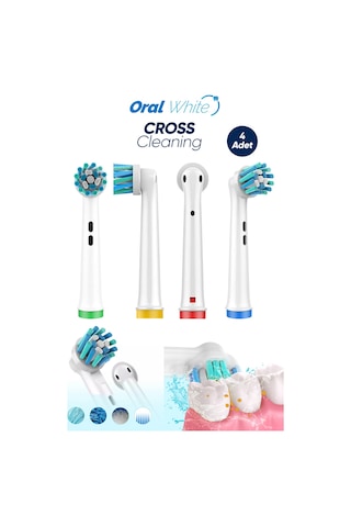 Oral White Cross Cleaning Çapraz Kıl Teknolojisi Oral-b Uyumlu 4 Adet Yedek